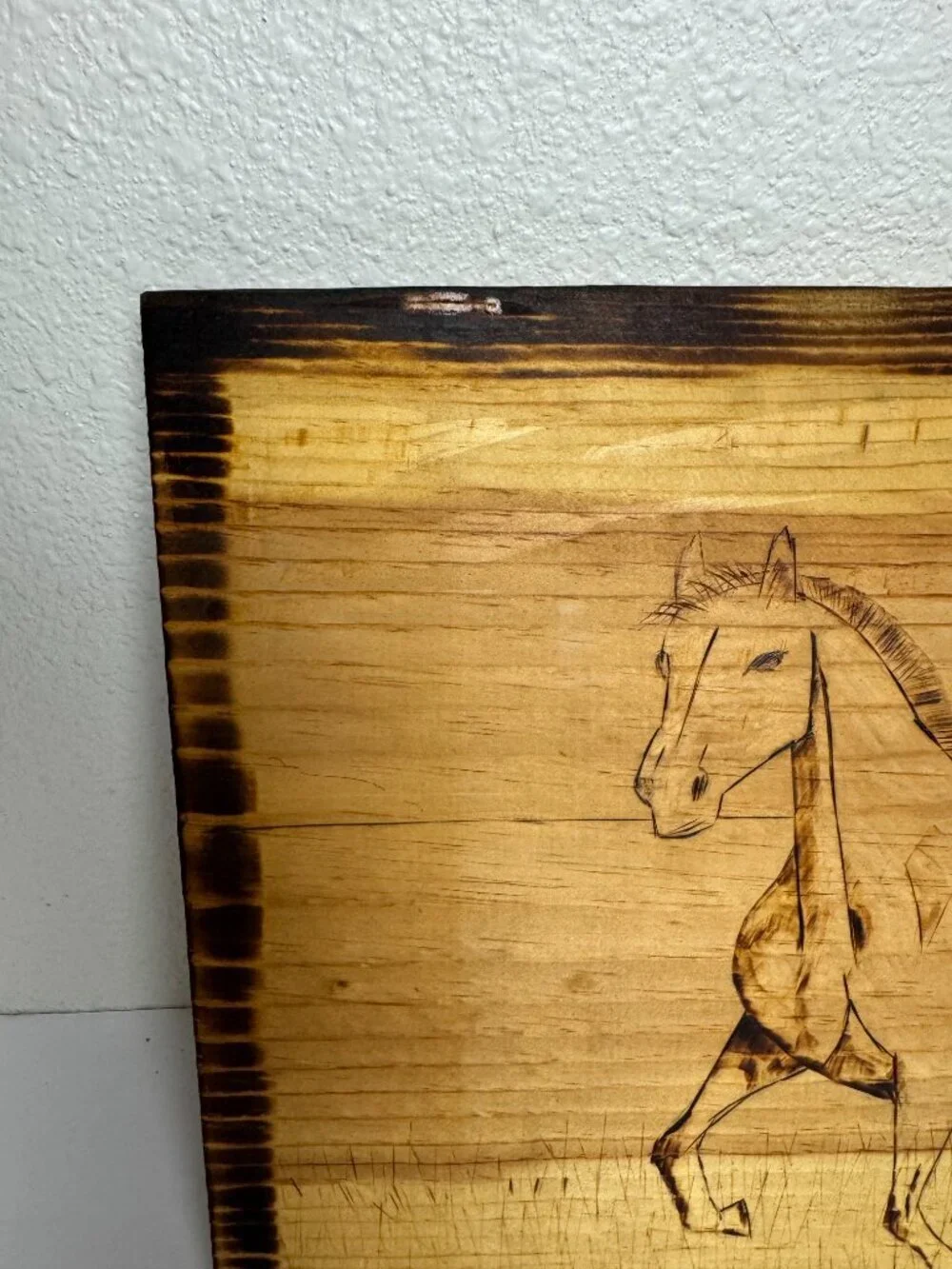Handmade Rustic Wood Burned Horse Wall Art Plaque Pyrography Western Decor